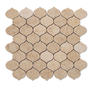 Egypt Gold Beige Mosaic Giallo Atlantide Marble Arabesque Backsplash Bathroom Wall Tile