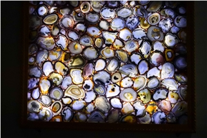 Yellow Agate Polished Slab Backlit for Wall Decoration