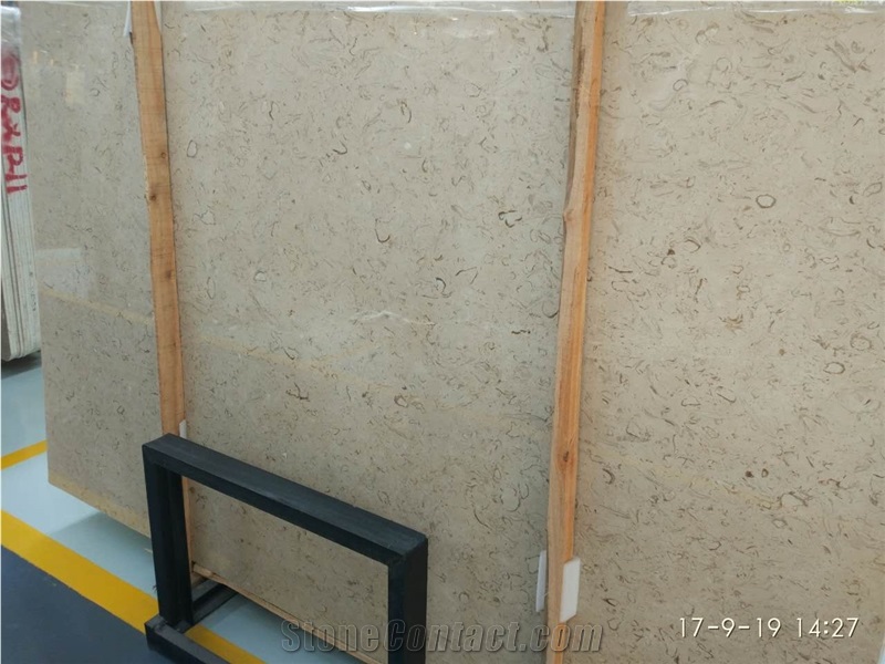 Best Discount Iran Cream Fossil Beige Limestone Tiles Slabs Panel Cuts for Flooring Limestone Wall Covering Shell Limestone French Opus Pattern Gofar