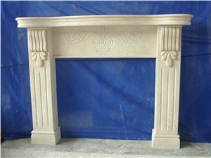 Best Quality Beige Marbel Fireplace Mantel, Western Style Handcarved Sculptured Modern Fireplace Mantel, Stone Fireplace Hearth Gofar