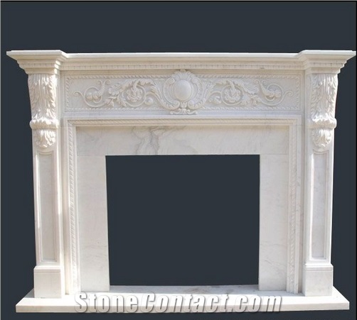 Best Quality Beige Marbel Fireplace Mantel, Western Style Handcarved Sculptured Modern Fireplace Mantel, Stone Fireplace Hearth Gofar