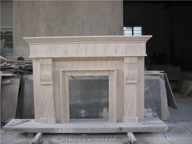 Best Quality Beige Onyx Fireplace Mantel, Western Style Handcarved Sculptured Modern Fireplace Mantel, Stone Fireplace Hearth Gofar