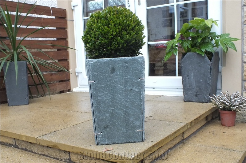 Best Quality Green Beige Slate Planter Exterior Garden Flower Pot Flower Stand Planter Boxes Planter Pots Exterior Planters Outdoor Planters Gofar