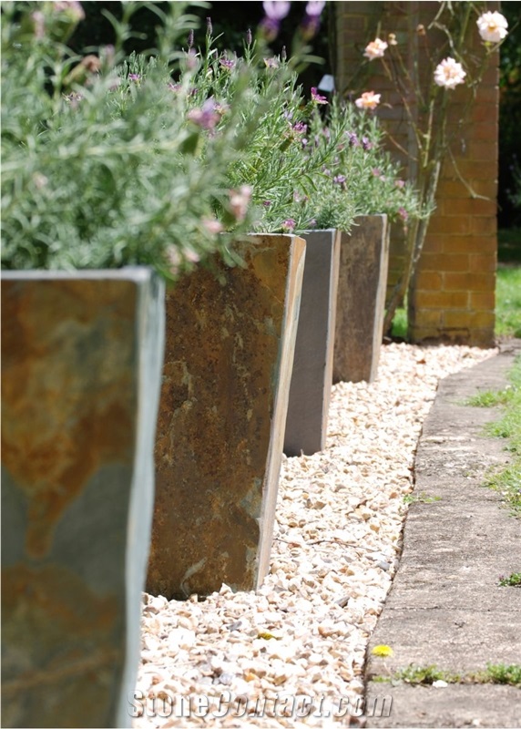 Best Quality Green Beige Slate Planter Exterior Garden Flower Pot Flower Stand Planter Boxes Planter Pots Exterior Planters Outdoor Planters Gofar