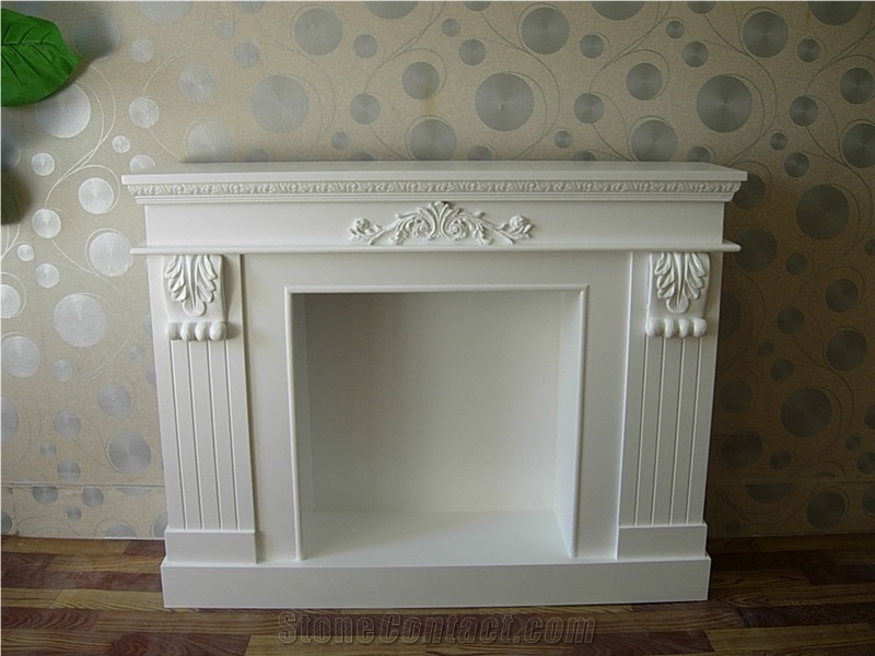 Discount Oriental White Marble Fireplace Mantel, Western Style Handcarved Sculptured Modern Fireplace Mantel, Stone Fireplace Hearth Gofar