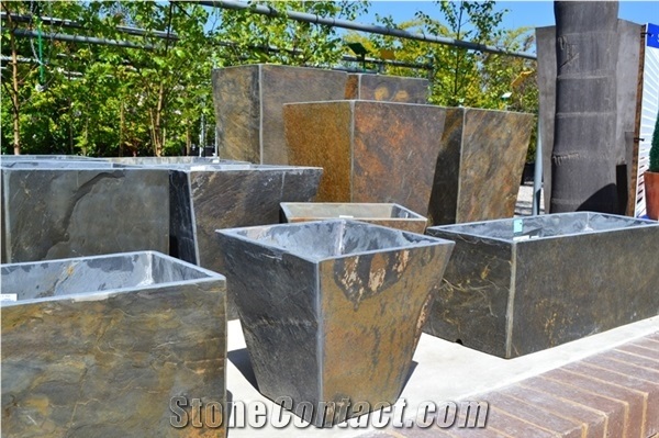 Discount Rust Beige Slate Planter Exterior Garden Flower Pot Flower Stand Planter Boxes Planter Pots Exterior Planters Outdoor Planters Gofar