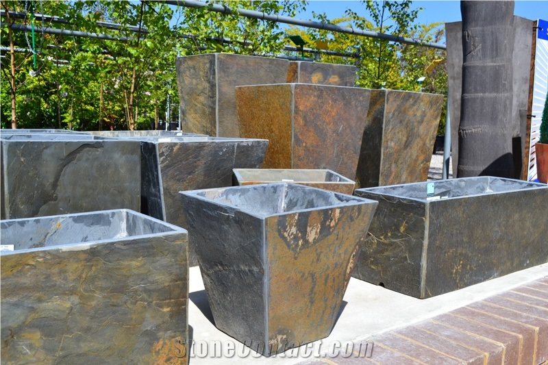 Discount Rust Slate Planter Exterior Garden Flower Pot Flower Stand Planter Boxes Planter Pots Exterior Planters Outdoor Planters Gofar