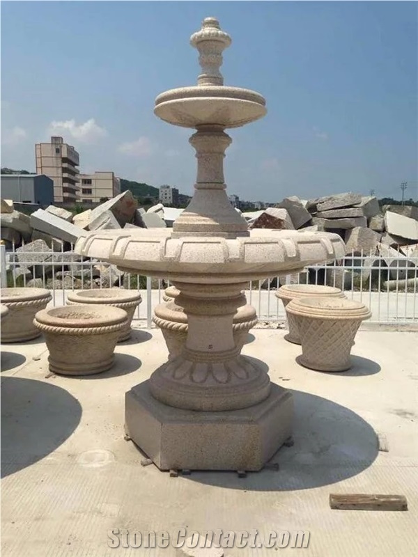 High Quality G682 Granite Golden Garnet Sunset Rust Granite Landscaping Sculptured Fountain for Garden Foutains Exterior Water Features Gofar