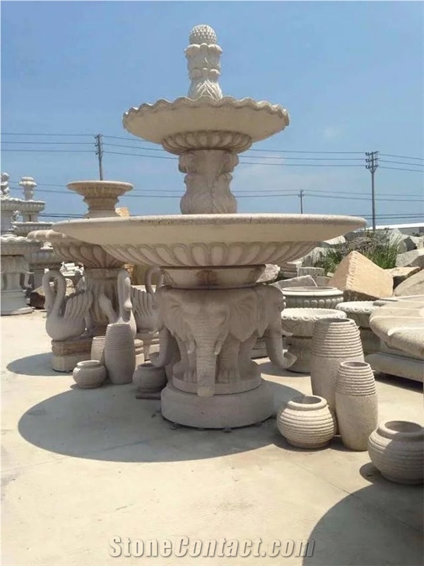 High Quality G682 Granite Golden Garnet Sunset Rust Granite Landscaping Sculptured Fountain for Wall Mounted Fountains Exterior Gofar
