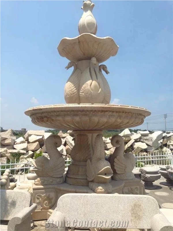 High Quality G682 Granite Golden Garnet Sunset Rust Granite Landscaping Sculptured Fountain for Wall Mounted Fountains Exterior Gofar