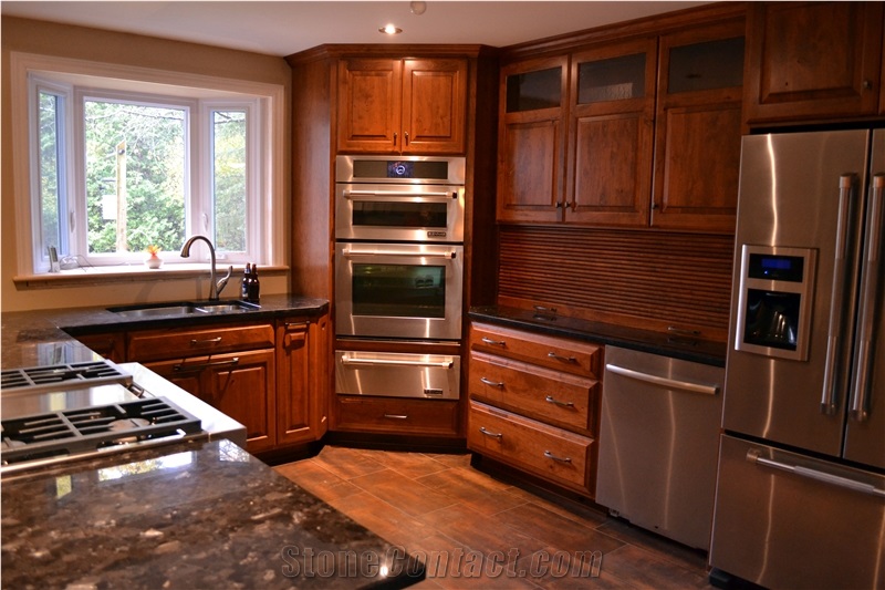 Polished Antique Brown Granite Kitchen Countertops Kitchen Bar Top Custom Countertops Kitchen Worktops Solid Surface Kitchen Top Gofar