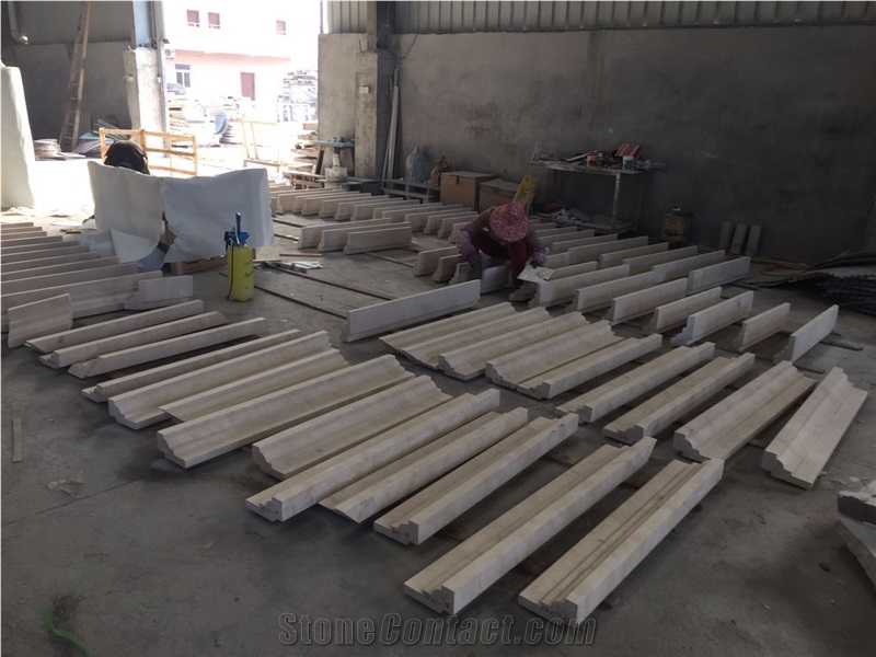 Polished Portugal Beige Limestone Interior Stone Molding Border,Pencil Liners Border Decos Trim Rope Molding Chair Rails Border Gofar