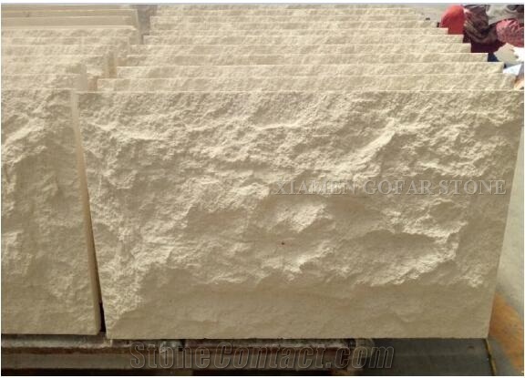 Portugal Beige Classico Crema Limestone Mushroom Stone Split Face, Villa Wall Cladding, Limestone Walling Tiles Covering