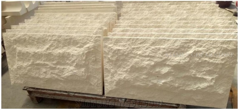 Portugal Beige Classico Crema Limestone Mushroom Stone Split Face, Villa Wall Cladding, Limestone Walling Tiles Covering