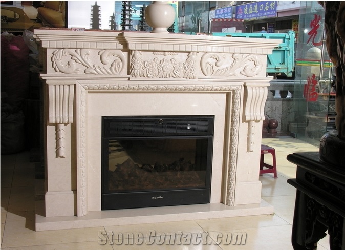 Pure White Onyx Fireplace Mantel, Western Style Handcarved Sculptured Modern Fireplace Mantel, Stone Fireplace Hearth Gofar
