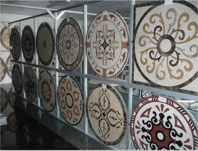 Cheap Polished Round Marble Water Jet Medallions Inlay Flooring Tiles,Customized Flooring Paving Tiles Patterns Design ,Decorated Hotel Lobby Tile