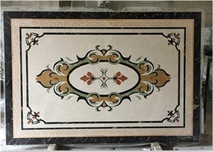 China Natrual Stone Marble Square Aterjet Medallion for Hotel Lobby and Hall Tiles Decoration,Cheap Price with Ce and Own Factory,Inlay Floor Tile