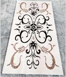 China Natural Marble Beige Square Waterjet Medallions,Inlay Flooring Tiles,Customized Flooring Paving Tiles Patterns Design ,Decorated Hotel Lobby