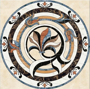 China Natural Stone Marble Round Aterjet Medallions,Inlay Flooring Tiles,Customized Flooring Paving Tiles Patterns Design ,Decorated Hotel Lobby