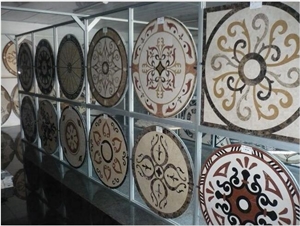 China Natural Stone Marble Round Aterjet Medallions,Inlay Flooring Tiles,Customized Flooring Paving Tiles Patterns Design ,Decorated Hotel Lobby