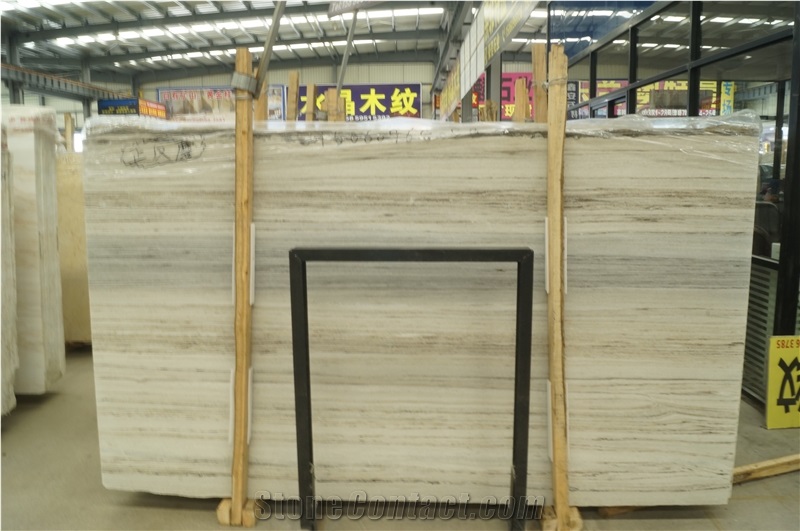 China Crystal Wood Grain White Marble Slab