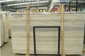 China Crystal Wood Grain White Marble Slab