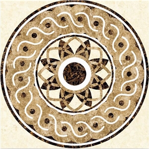Light Emperador China Natural Marble Round Waterjet Medallions,Inlay Flooring Tiles,Customized Flooring Paving Tiles Patterns Design ,Decorated Hotel
