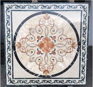 Natural Marble Waterjet Square Laminated Waterjet Medallions,Inlay Flooring Tiles,Customized Flooring Paving Tiles Patterns Design ,Decorated Hotel