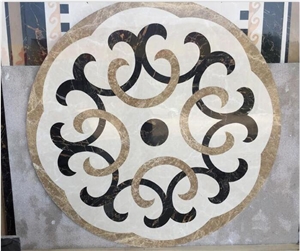 Natural Stone Marble Round Laminated Waterjet Medallions,Inlay Flooring Tiles,Customized Flooring Paving Tiles Patterns Design ,Decorated Hotel Lobby