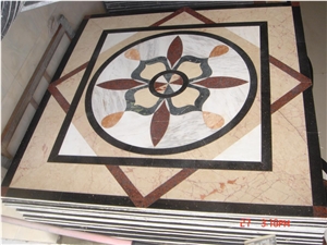 Natural Stone Marble Round Laminated Waterjet Medallions,Inlay Flooring Tiles,Customized Flooring Paving Tiles Patterns Design ,Decorated Hotel Lobby