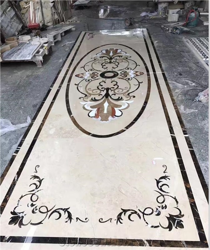 Polished Round Marble Water Jet Medallions Inlay Flooring Tiles,Customized Flooring Paving Tiles Patterns Design ,Decorated Hotel Lobby and Hall Tiles