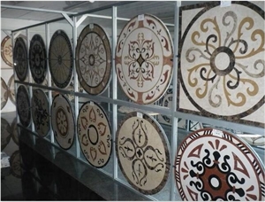 Polished Round Marble Water Jet Medallions Inlay Flooring Tiles,Customized Flooring Paving Tiles Patterns Design ,Decorated Hotel Lobby and Hall Tiles