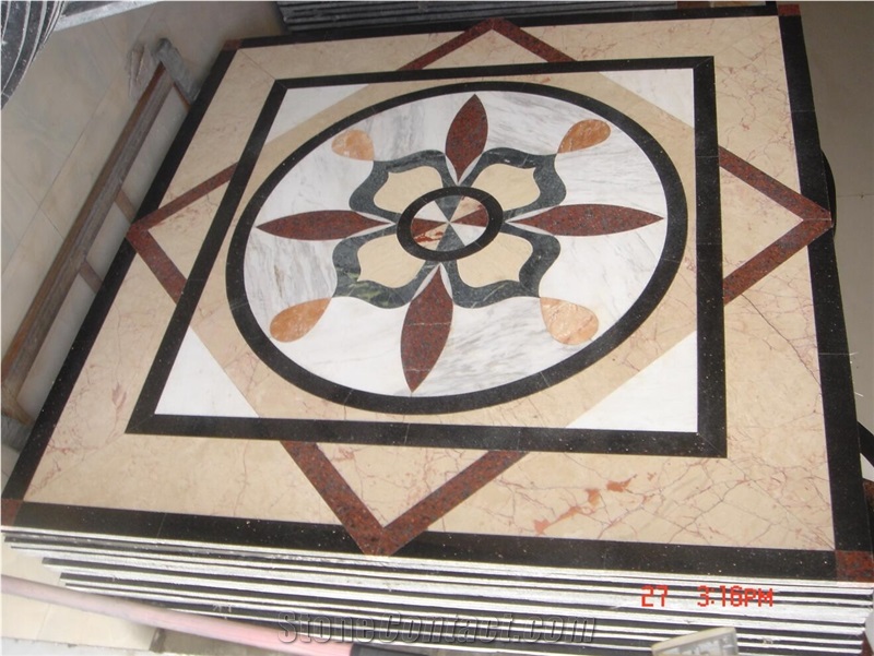 Polished Round Marble Water Jet Medallions Inlay Flooring Tiles,Customized Flooring Paving Tiles Patterns Design ,Decorated Hotel Lobby and Hall Tiles
