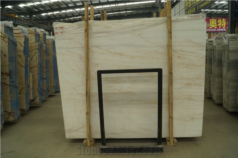 Marmara Dolomite Marble Spider Red Line White Slab