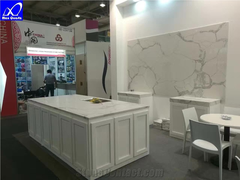 Artficial Statuario Quartz Stone Surface Slab,Cut to Size Tiles,Engineered Stone Walling