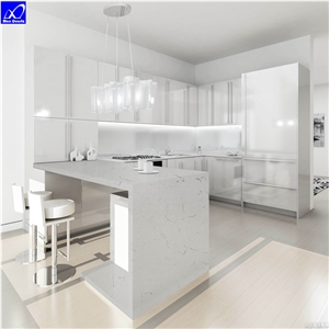 Rose White Quartz Engineered Quartz Stone Countertops for Kitchen Use with Bevel Edges and Customized Edges Available 2cm Thick