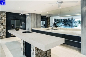 Rose White Quartz Engineered Quartz Stone Countertops for Kitchen Use with Bevel Edges and Customized Edges Available 2cm Thick