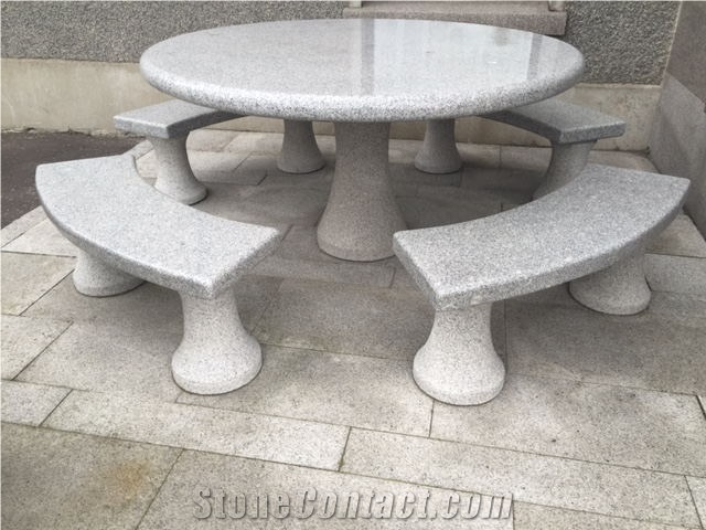 G603 Granite Bench & Table, Grey Granite Bench & Table