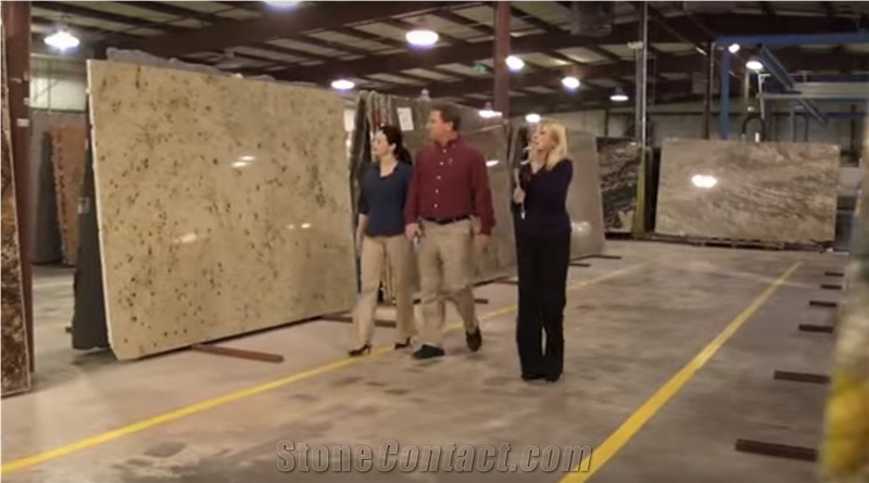 Exotic Granite Slabs in Showroom