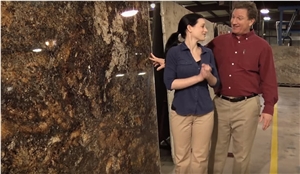 Exotic Granite Slabs in Showroom