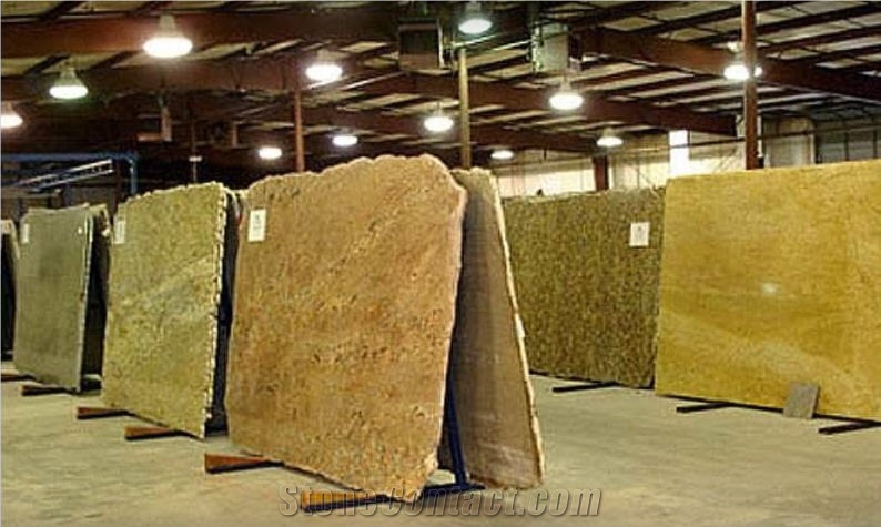 Exotic Granite Slabs in Showroom
