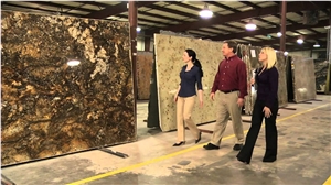 Exotic Granite Slabs in Showroom