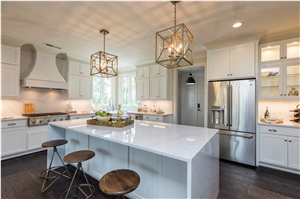 White Quarzt Kitchen Island Top and Perimeter Top White Quarzt Kitchen Island Top and Perimeter Top