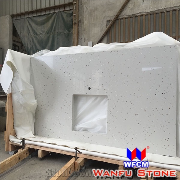 Chinese Prefab Polish Grey Quartz Kitchen Countertops