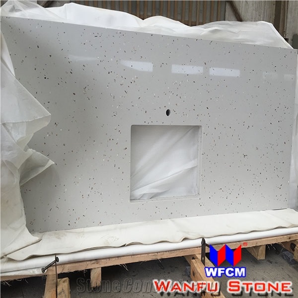Chinese Prefab Polish Grey Quartz Kitchen Countertops