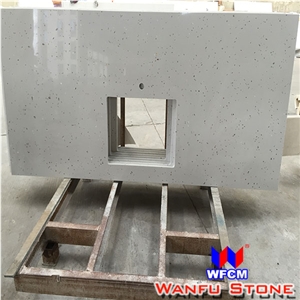 Chinese Prefab Polish Grey Quartz Kitchen Countertops