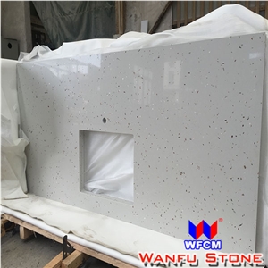 Chinese Prefab Polish Grey Quartz Kitchen Countertops