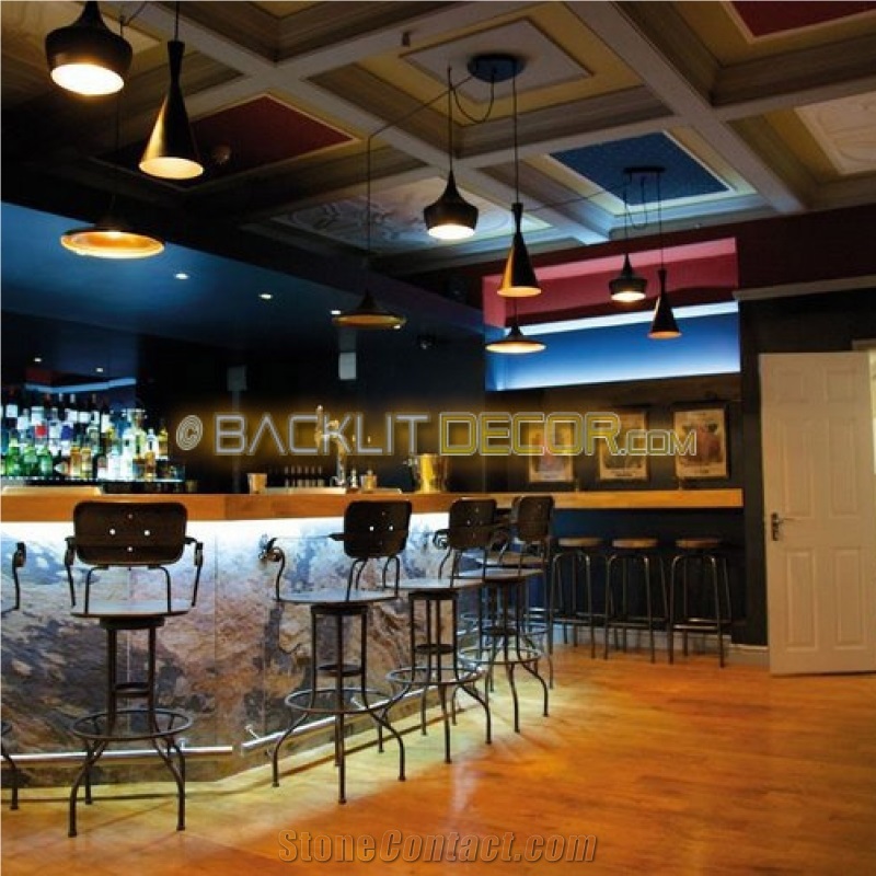 Natural Stone Bar Face with Indirect Lighting