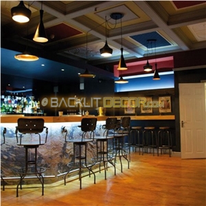 Natural Stone Bar Face with Indirect Lighting