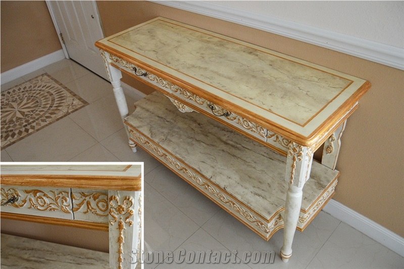 Spec Faux Stone Painted Entry Console